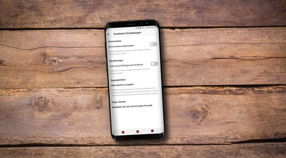 Für Instagram einen Alternativtext.