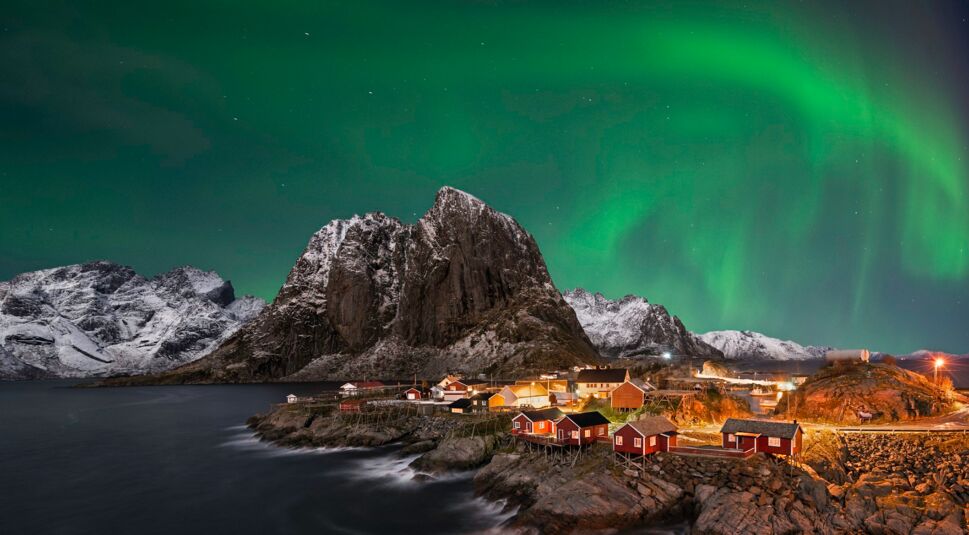 Polarlicht auf den Lofoten in Norwegen.