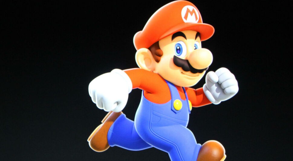 Super Mario auf einer großen Leinwand.