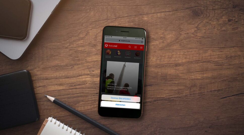 Die Desktop-Ansicht von featured am iPhone öffnen.