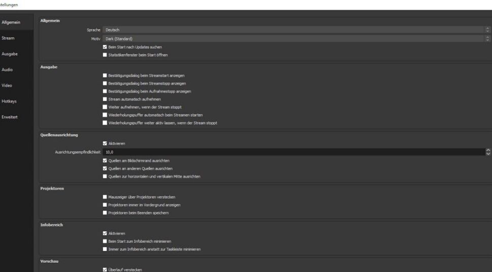 OBS Studio richtig einstellen