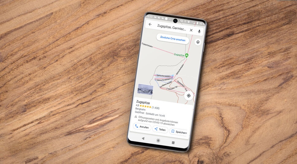 Google Maps auf Android Smartphone Zugspitze
