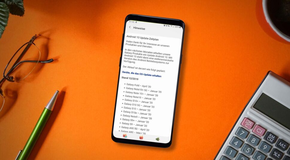 Den vollständigen Zeitplan für Android 10 in der Samsung-Members-App am Samsung Galaxy S9+ einsehen.