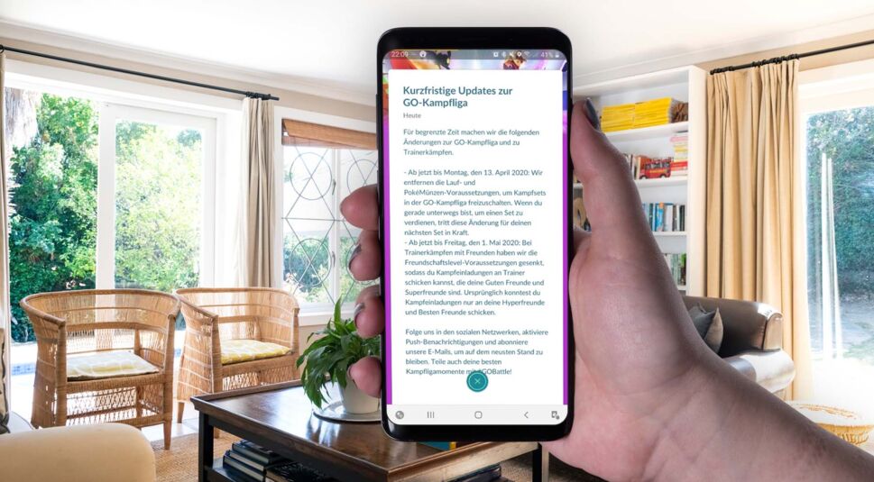 Ankündigung des Updates in der App Pokémon Go.