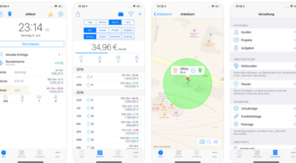 atWork Zeiterfassung Stechuhr
