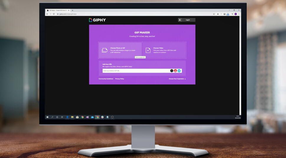 Screenshot des Giphy-GIF-Makers unter Chrome in Windows 10