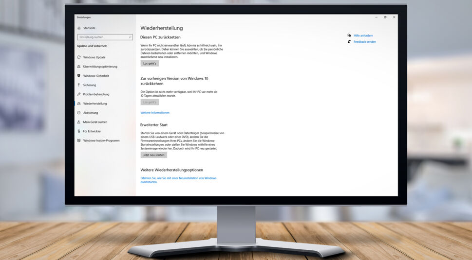  In Ausnahmefällen hilft es, den PC zurückzusetzen.