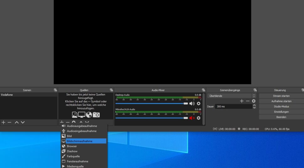 "Bildschirmaufnahme" mit OBS