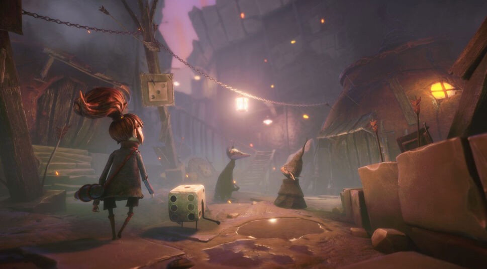 Ein Mädchen und ein Würfel begegnen mysteriösen Wesen