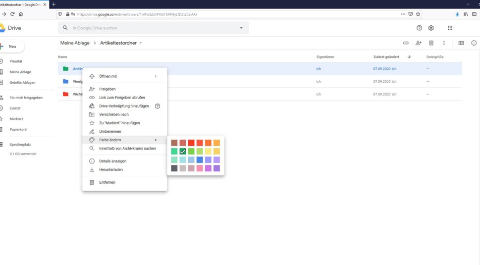 Google Drive Tipps Ordner Farbe