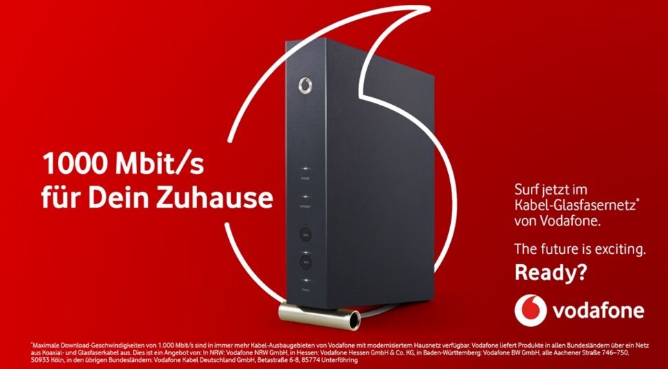Vodafone-Router: Kabel-Glasfasernetz mit 1000 Mbit/s für Dein Zuhause