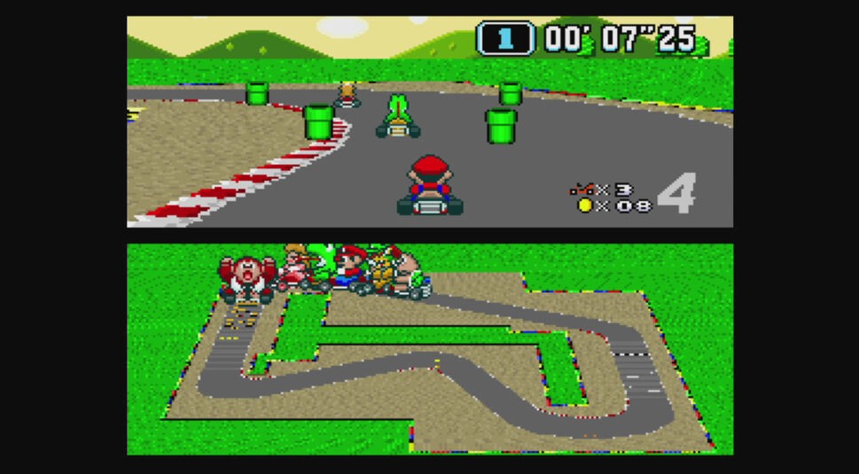 Screenshot aus dem Spiel „Super Mario Kart“