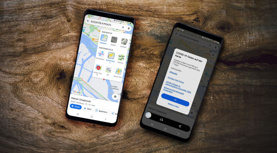 Die Corona-Karte in Google Maps aufrufen.