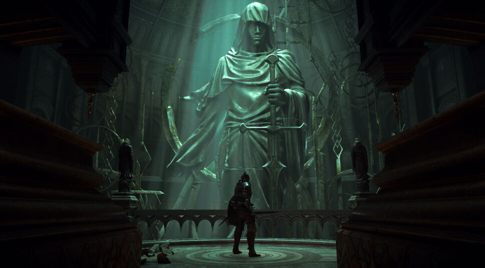 Ein Ritter steht im Nexus. Ein Screenshot aus dem Spiel Demon’s Souls