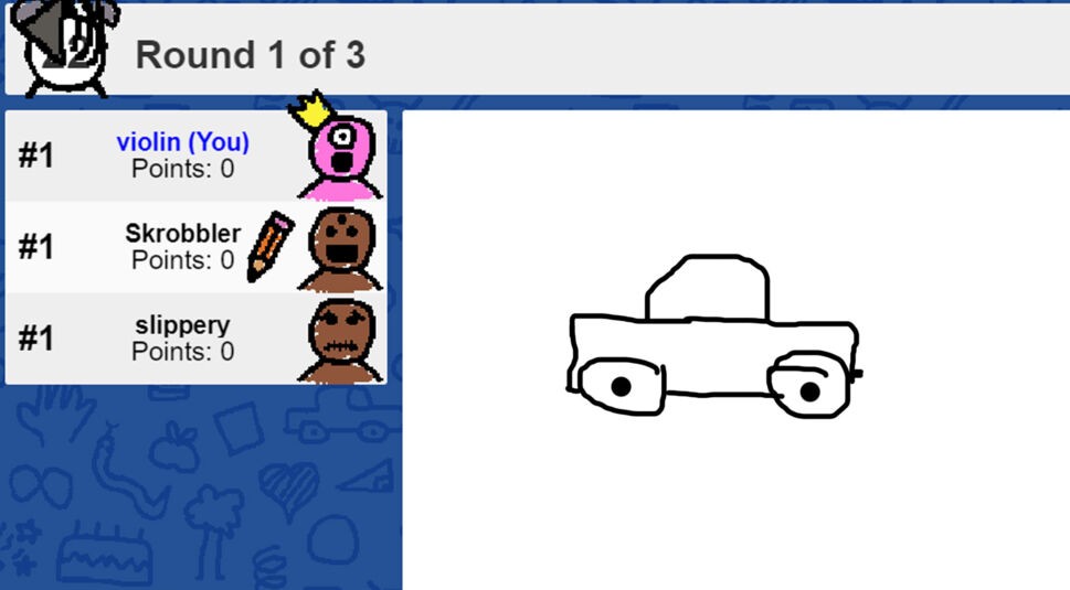 Ein Screenshot des Online Gesellschaftsspiels Skribbl