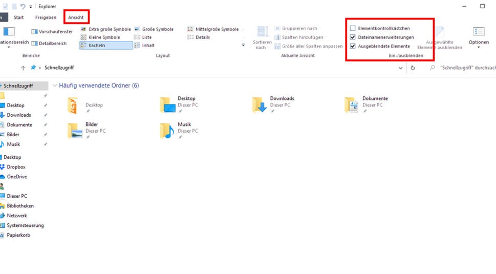 Windows 10 versteckte Ordner anzeigen