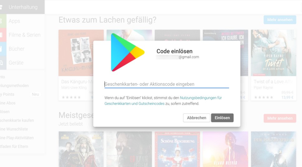  Das Google-Play-Guthaben kannst Du auch im Browser aufladen.