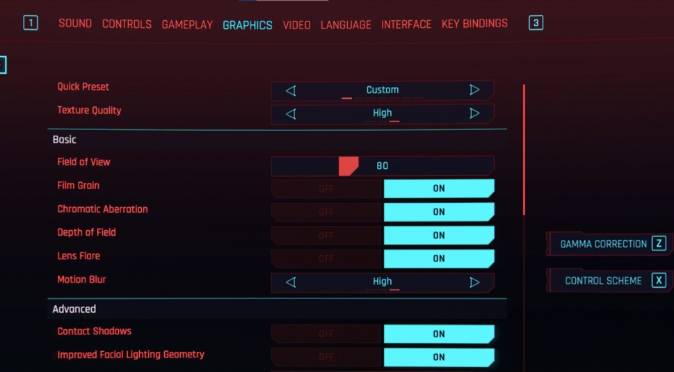 Cyberpunk 2077: Einfache Einstellungen