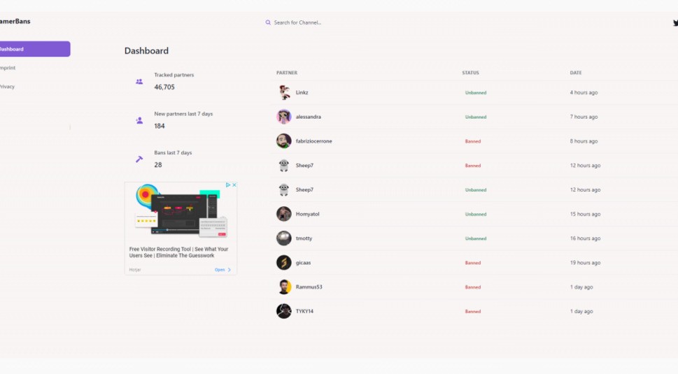 Streamerbans zeigt gesperrte Streamer
