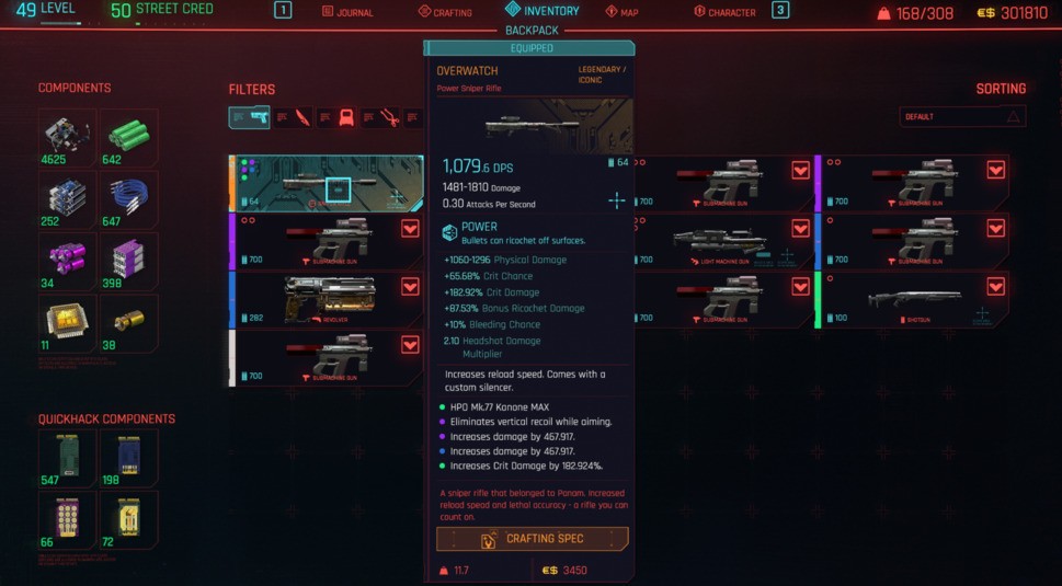 Ikonische Waffe in Cyberpunk 2077.