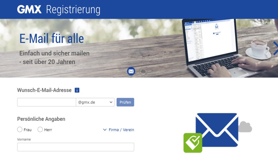 Bei GMX registrieren