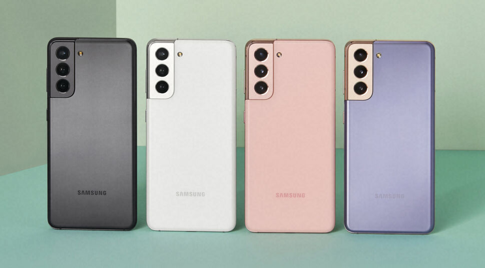 Samsung Galaxy S21 von hinten in vier Farben