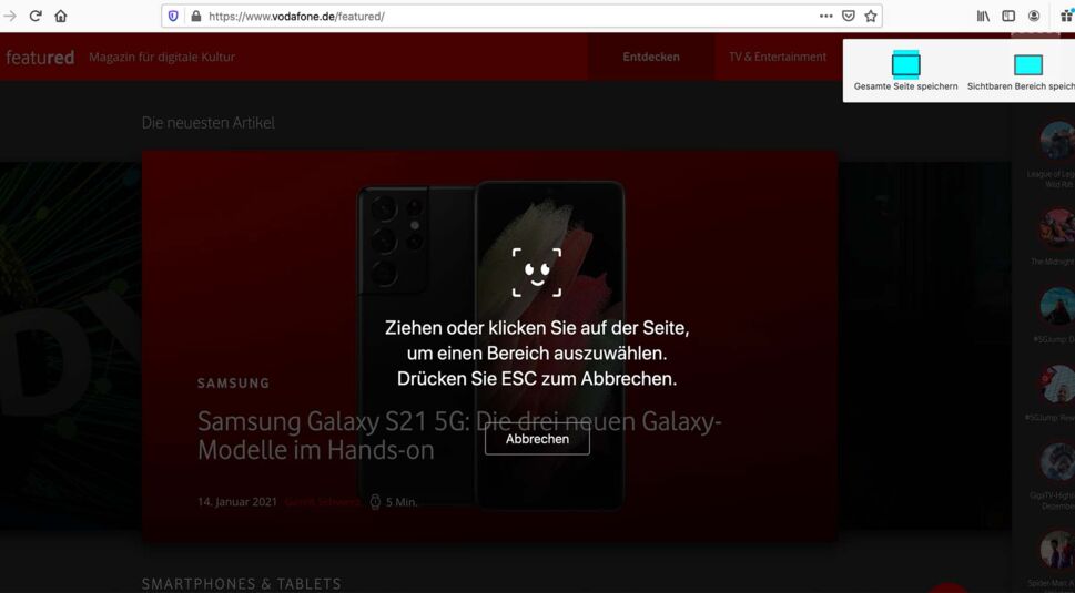 Screenshot machen in Firefox