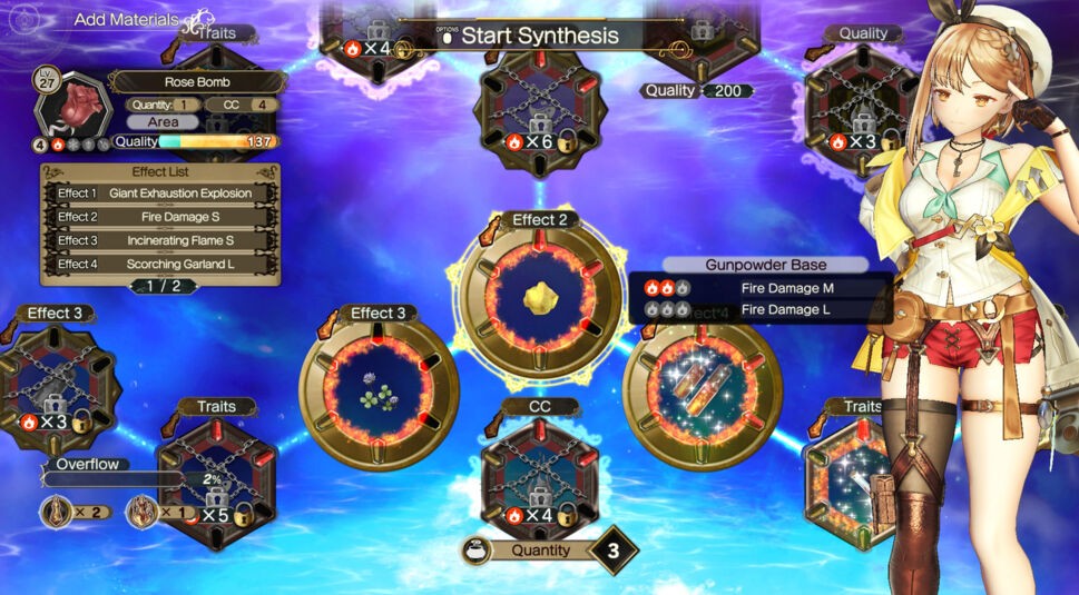 Spiel Atelier Ryza 2: Mehrere Objekte werden zu einem Feuer-Effekt vermischt