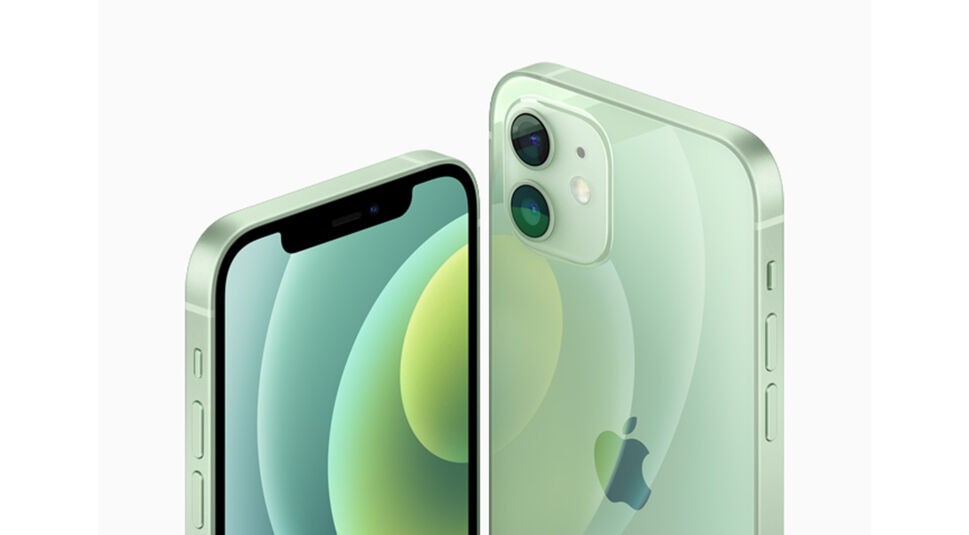 iPhone 12 mini in Grün von vorne und hinten