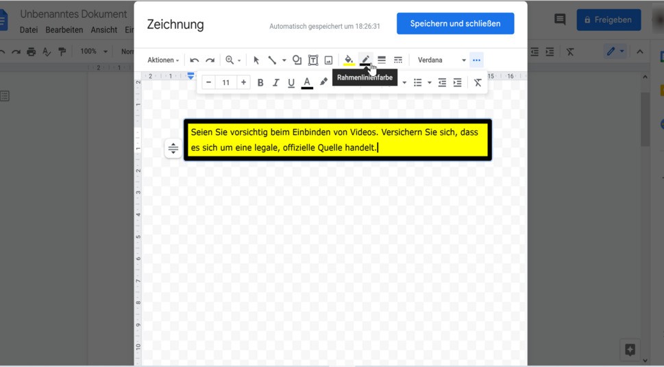 Google Docs Textfeld einfügen
