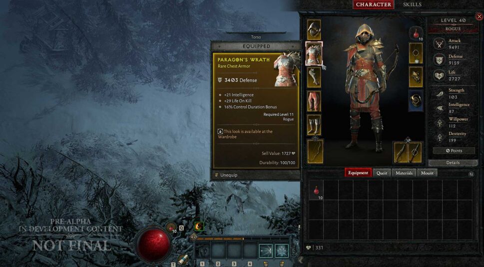 Inventar der Rogue in Diablo 4