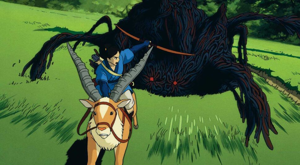 Ashitaka wird im Film "Prinzessin Mononoke" von einem Dämon verfolgt