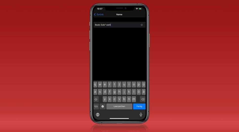 Screenshot: Bluetooth-Gerät auf dem iPhone umbenennen