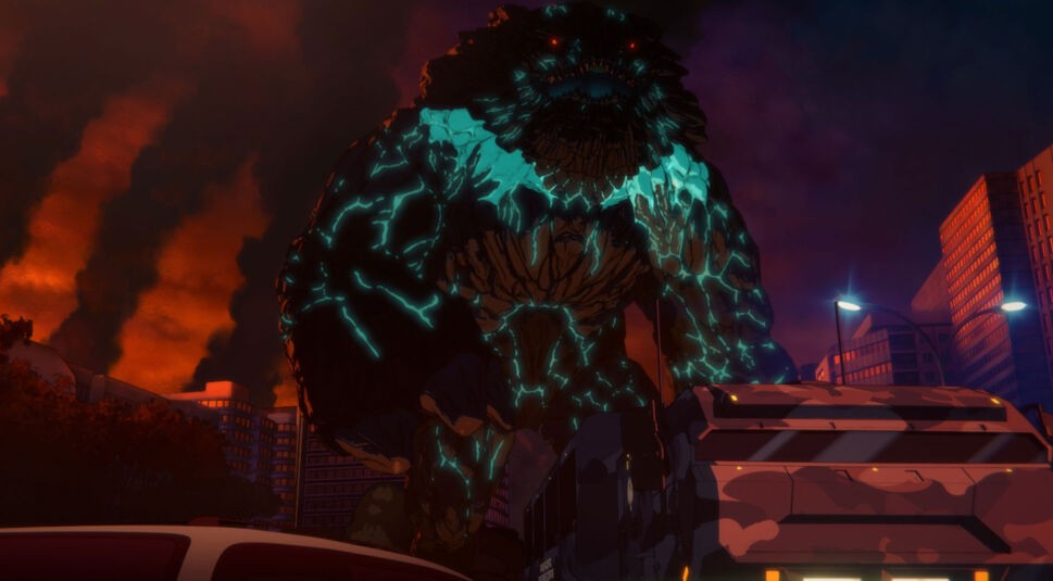 Ein Monster greift Australien an. Eine Szene aus "Pacific Rim: The Black".