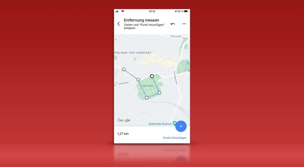 Screenshot Google Maps mit Laufstrecke