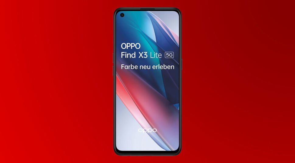 Das Oppo Find X3 Lite 5G in Fluid Black und frontal.