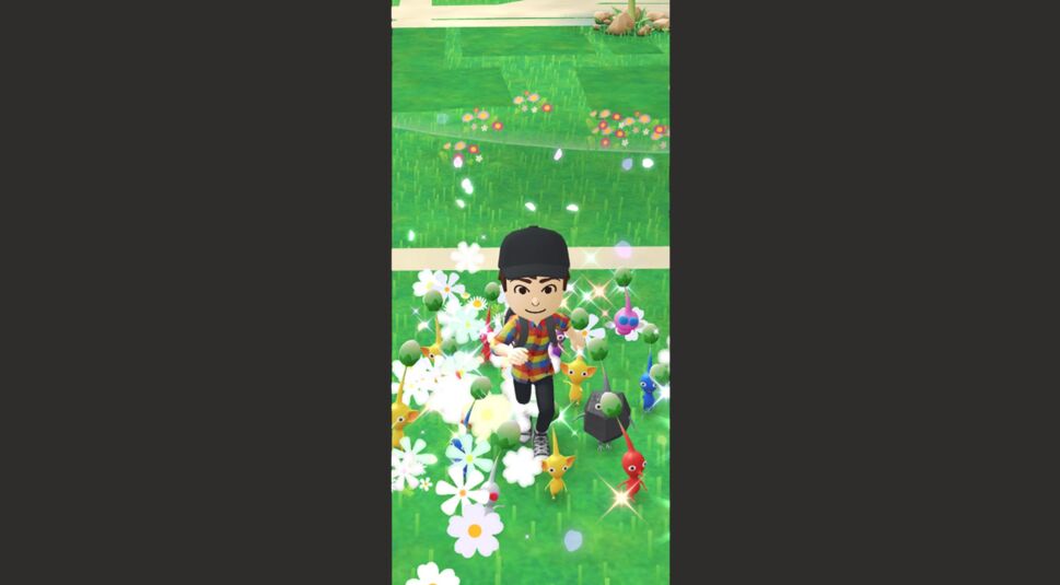 Eine Szene aus dem Spiel Pikmin Bloom