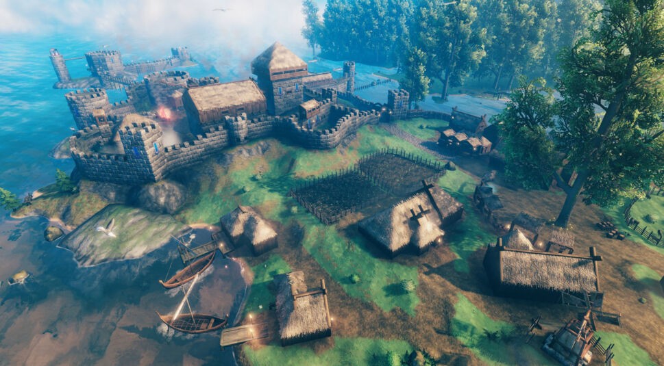 Eine Stadt im Spiel Valheim