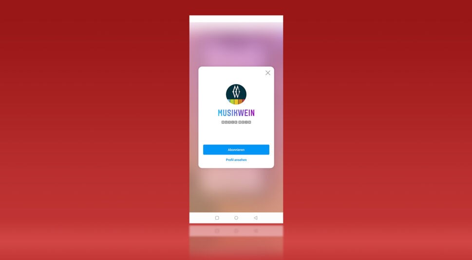 Instagram-Screenshot nach Scannen von QR-Code
