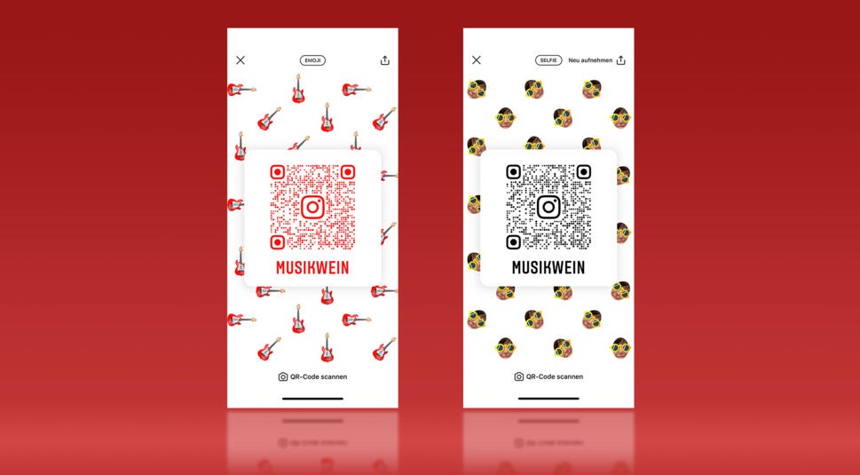 Instagram-QR-Codes mit Nametags und Deko