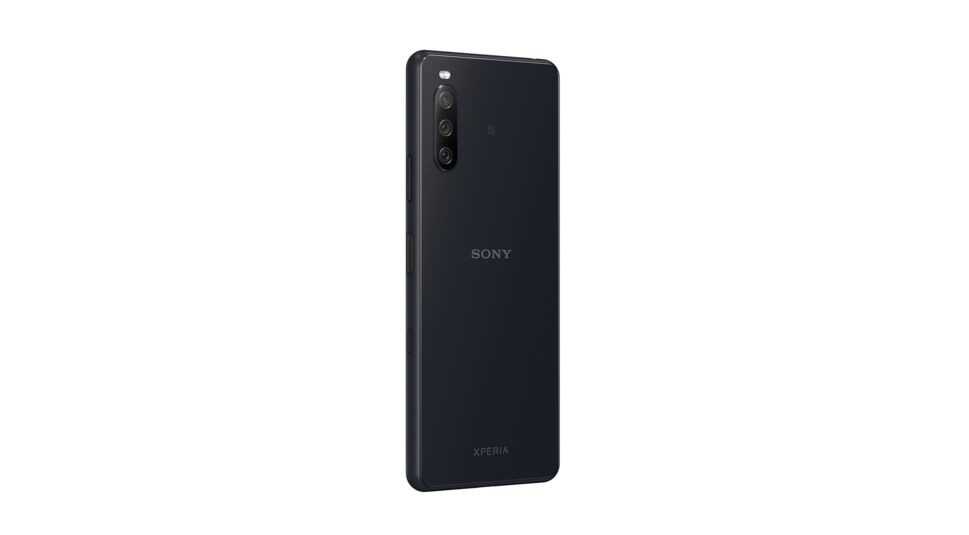 Die Rückseite des Sony Xperia 10 III 5G in Schwarz.