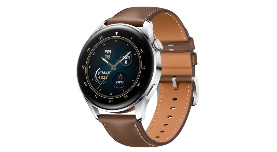 Huawei Watch 3 mit Lederarmband von vorne