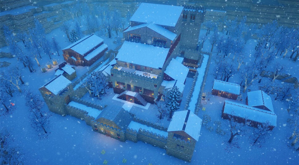 Eine Stadt im Spiel Going Medieval