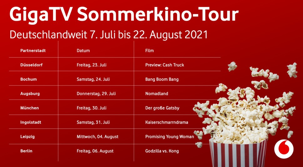 GigaTV Sommerkino-Tour Filme-Übersicht