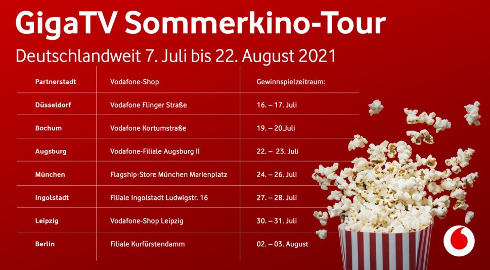 GigaTV Sommerkino-Tour Ticket-Übersicht