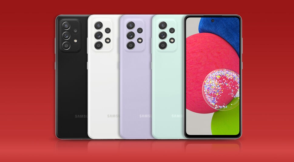 Das Galaxy A52s 5G in allen vier erhältlichen Farben