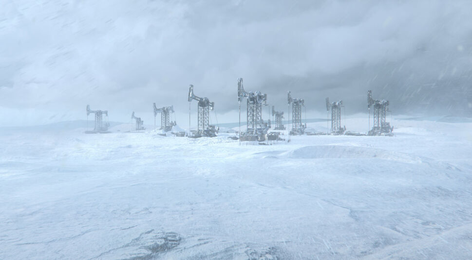 Ölpumpen in einer Eiswelt