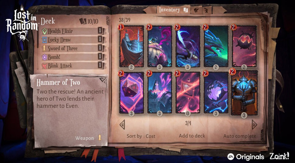 Das Kartendeck im Spiel Lost in Random