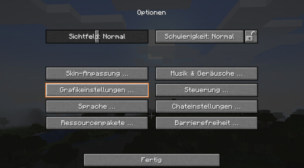  Die Grafikeinstellungen von Minecraft findest Du im Hauptmenü unter „Optionen“. Im gestarteten Spiel musst Du „ESC“ drücken, um die Grafikeinstellungen aufzurufen.