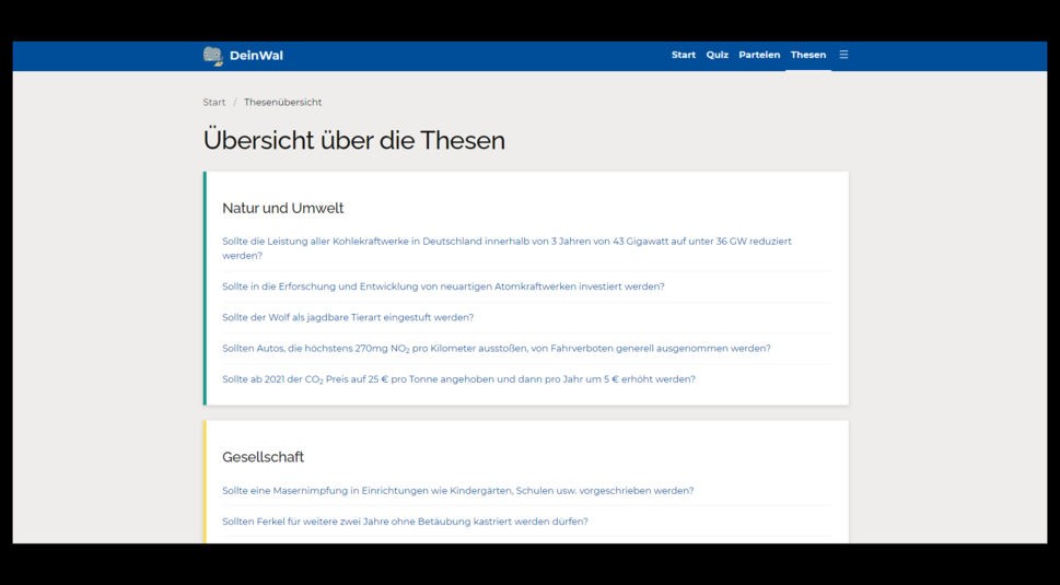 Eine Übersicht zu allen Quiz-Fragen des Browser-Tools "DeinWal.de" zur Bundestagswahl 2021.